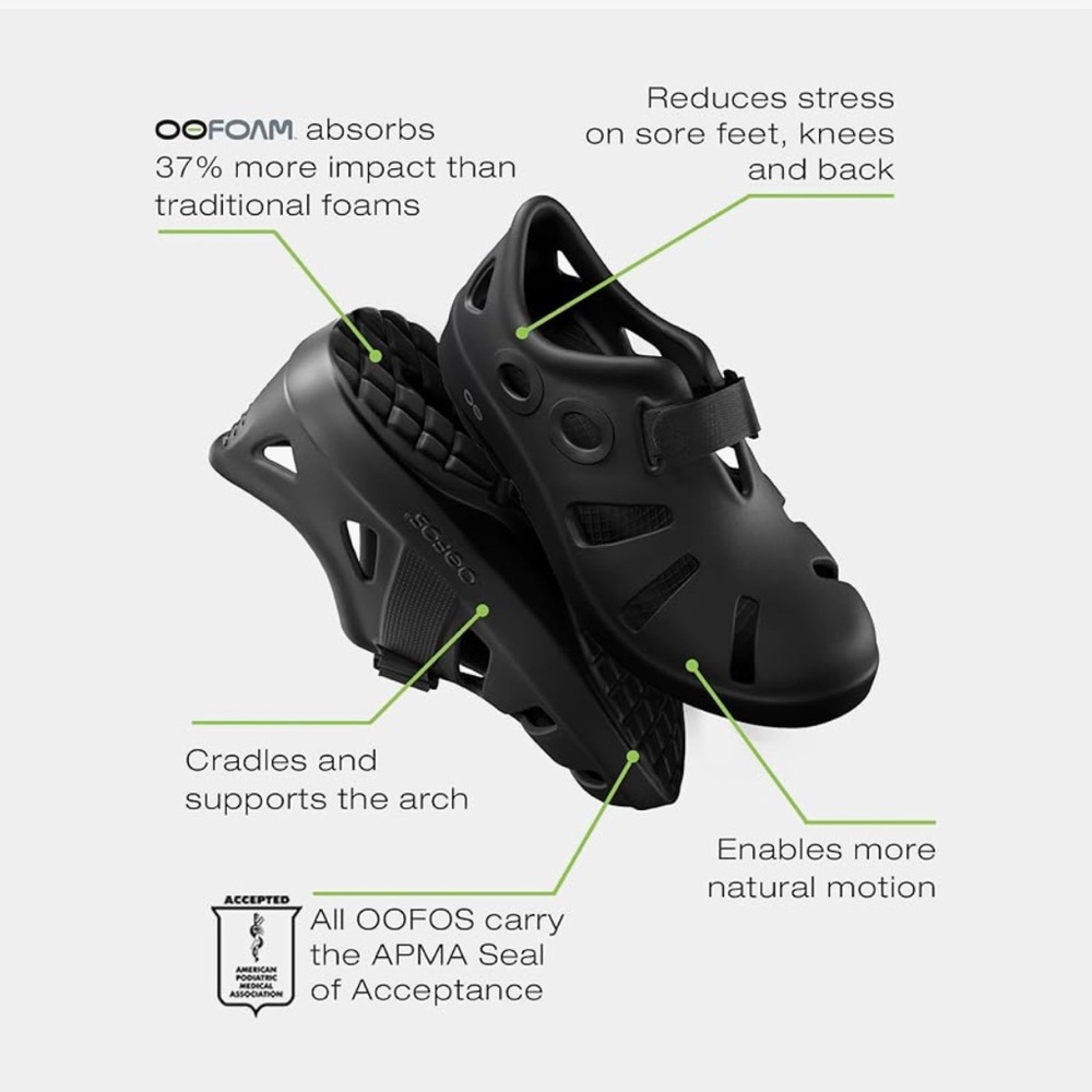 SOLD-Oofos 1300 Men's OOCANDOO Black Sandals Size 12 - Picture 9 of 9